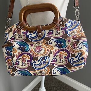 ✨Multicolor Paisley Canvas Bag with Wooden Handles✨